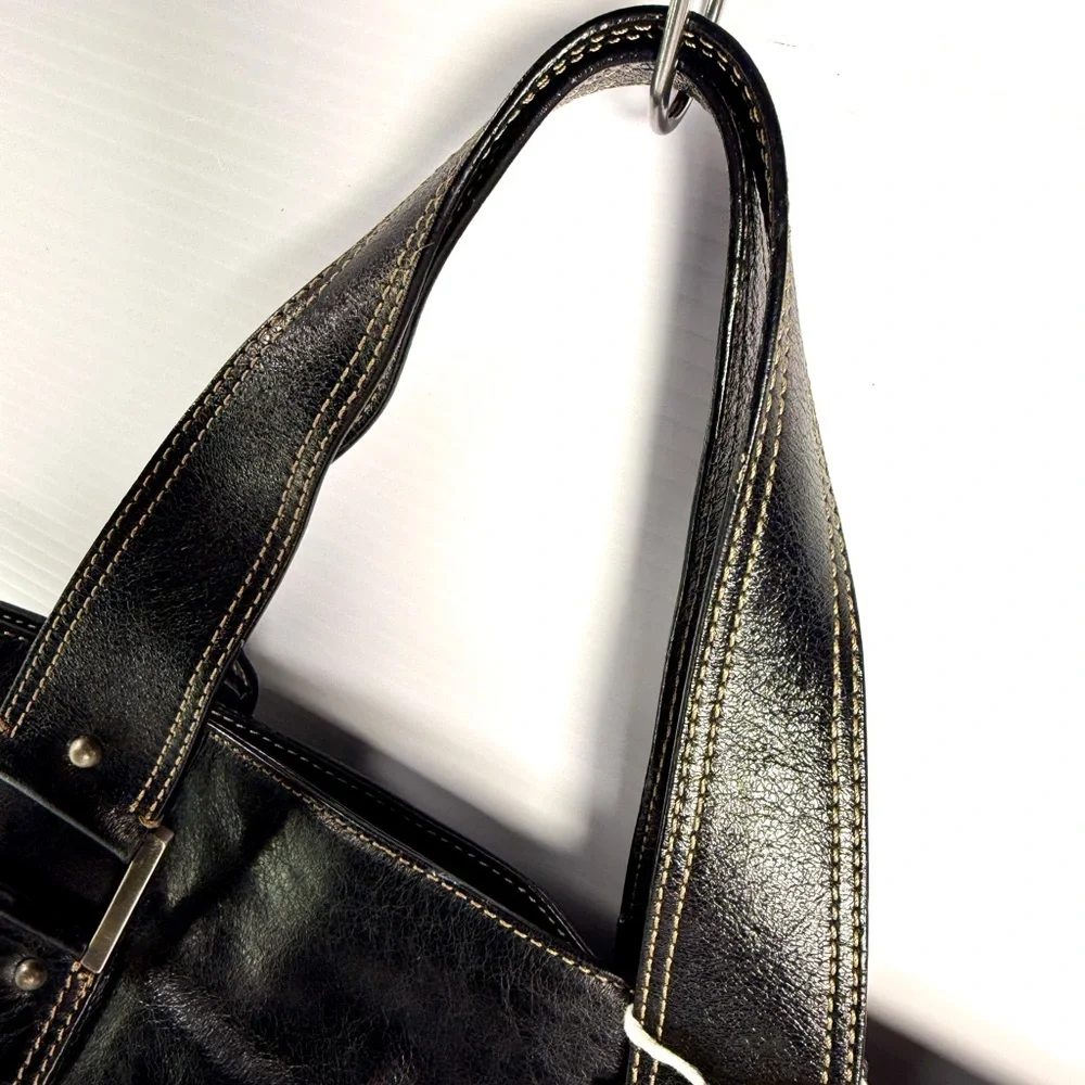 Francesco Biasia Black Leather Briefcase